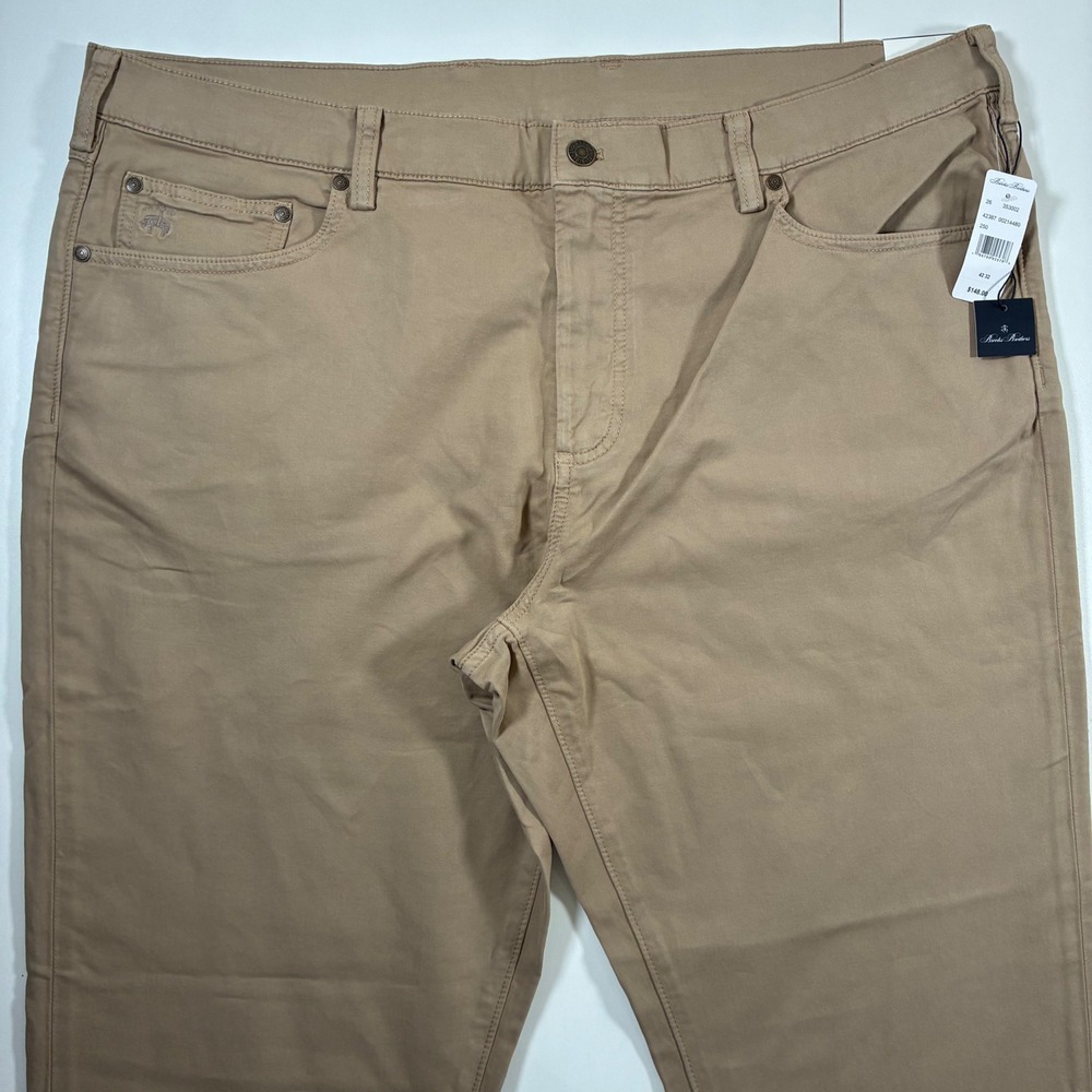 NEW Brooks Brothers Richmond 5-Pocket Pants 42x32 Tan Straight Cotton Stretch